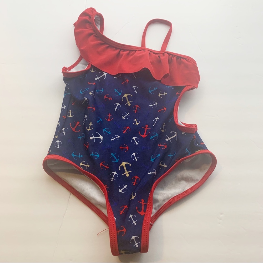 Little Girls Anchor One Piece Bathing Suit